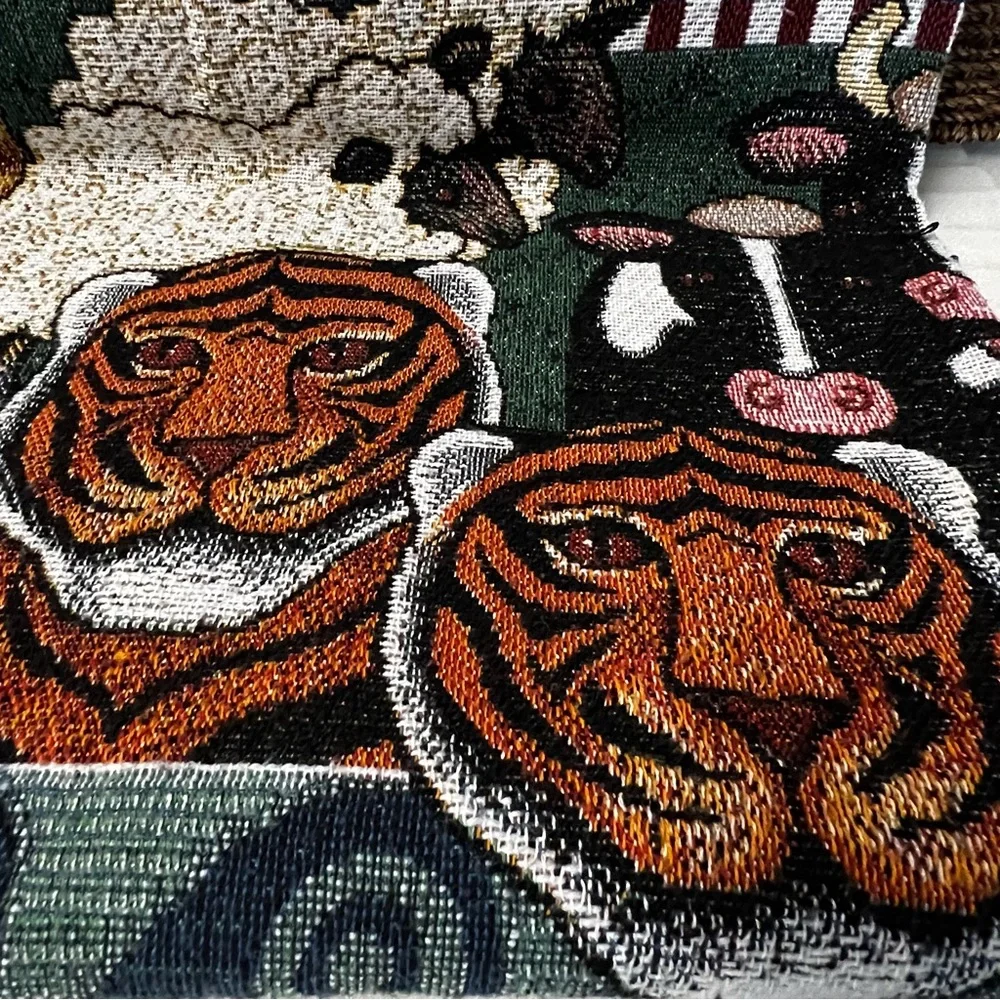 Noah’s Ark Woven Tapestry Blanket Throw by American Weavers Vintage 1990’s